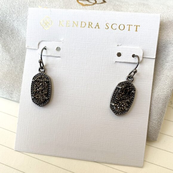 Kendra Scott Jewelry - Lee Gunmetal Black Drusy Drop Earrings - Kendra Scott